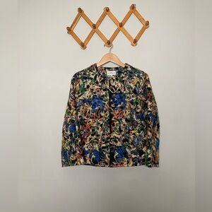 Women’s Peck & Peck Multicolor Butterfly Print Felt Jacket Coat SZ S